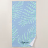 Serviette De Plage Tropical Pastel Feuilles Monogram Beach (Devant)