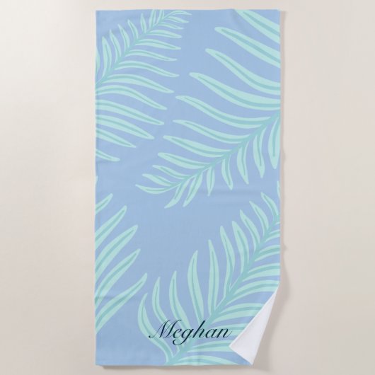 Serviette De Plage Tropical Pastel Feuilles Monogram Beach (Devant)
