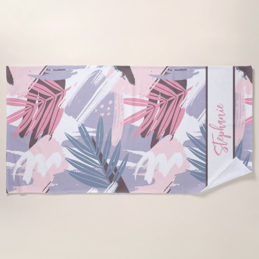 Serviette De Plage Tropical personnalisé (Devant)