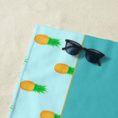 Serviette De Plage Tropical Pineapple with Summer Vibes Custom Text (En situation)