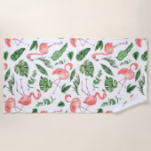 Serviette De Plage Tropical Pink Flamingo Pattern v2 (Devant)