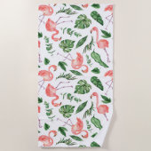 Serviette De Plage Tropical Pink Flamingo Pattern v2 (Devant)