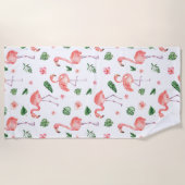 Serviette De Plage Tropical rose Flamingo (Devant)