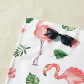 Serviette De Plage Tropical rose Flamingo (En situation)