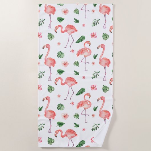Serviette De Plage Tropical rose Flamingo (Devant)