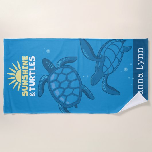 Serviette De Plage Tropical Sea Turtles Personalized (Devant)