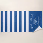 Serviette De Plage Tropical Seashell Monogramme Bleu Royal Plage (Devant)
