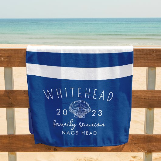 Serviette De Plage Tropical Seashell Monogramme Bleu Royal Plage