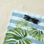 Serviette De Plage Tropical, Striped, Personnalisé Flamants roses (En situation)
