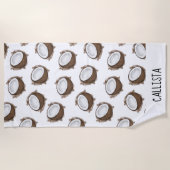 Serviette De Plage Tropical Summer Brown Blanc Coco Motif Fruit (Devant)