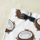 Serviette De Plage Tropical Summer Brown Blanc Coco Motif Fruit (En situation)