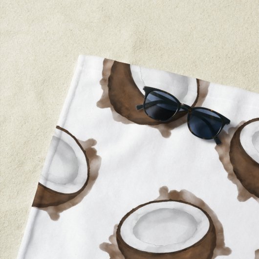 Serviette De Plage Tropical Summer Brown Blanc Coco Motif Fruit (En situation)