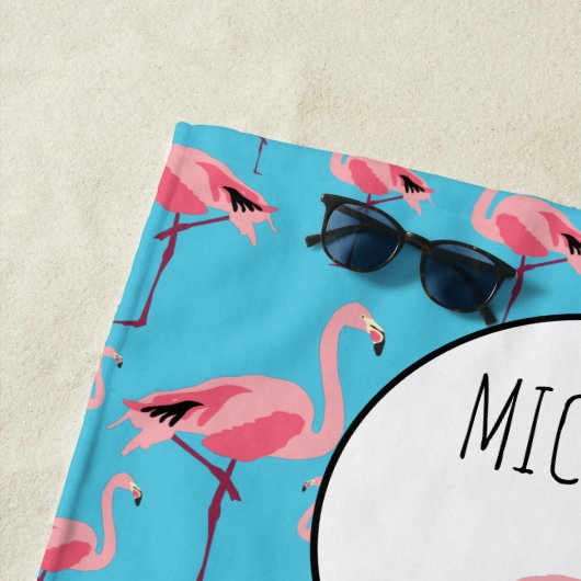Serviette De Plage Tropical Summer Pink Flamingo Pattern (En situation)
