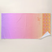 Serviette De Plage Tropical Sunset Ombre Seashell Shell élégant (Devant)