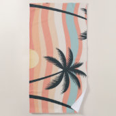 Serviette De Plage Tropical Sunset Stripes – Sunset Palms Towel (Devant)
