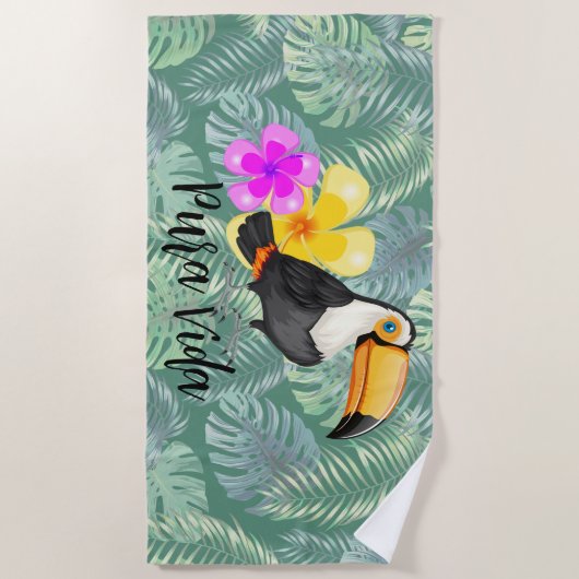 Serviette De Plage Tropical Toucan Pura Vida Design (Devant)