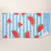 Serviette De Plage Tropical Watermelon Red Stripes Personnalisé (Devant)