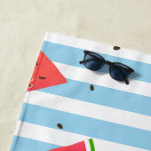 Serviette De Plage Tropical Watermelon Red Stripes Personnalisé (En situation)