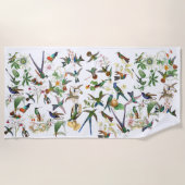 Serviette de plage tropicale de fleurs d'oiseaux (Devant)