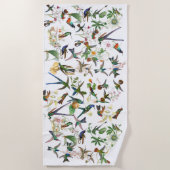 Serviette de plage tropicale de fleurs d'oiseaux (Devant)