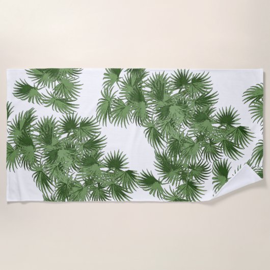 Serviette de plage tropicale de palmiers de vert (Devant)