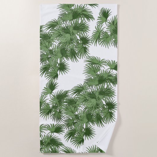Serviette de plage tropicale de palmiers de vert (Devant)
