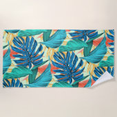 Serviette de plage tropicale exotique avec Feuille (Devant)