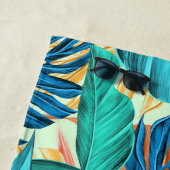 Serviette de plage tropicale exotique avec Feuille (En situation)