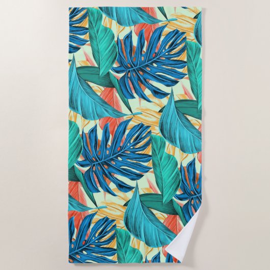 Serviette de plage tropicale exotique avec Feuille (Devant)