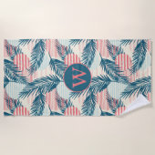 Serviette de plage tropicale feuilles de palmier (Devant)