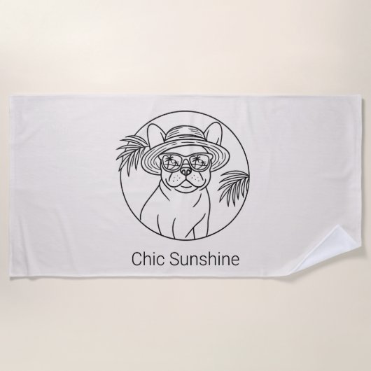 Serviette de plage tropicale Frenchie (Devant)