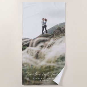 Serviette De Plage True Love photo moderne minimaliste cadeau personn