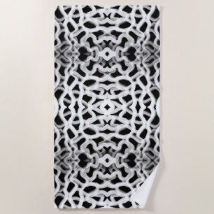 Serviette De Plage Tubulage Blanc Sur Noir