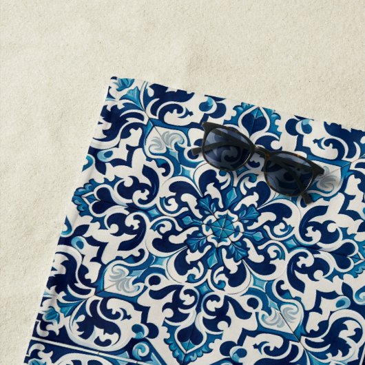 Serviette De Plage Tuile bleue portugaise (En situation)