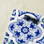 Serviette De Plage Tuiles portugaises, citrons, fruits, art d'été (En situation)