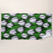 Serviette De Plage Tulières blanches avec feuilles verts (Devant)