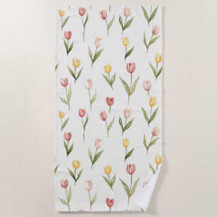 Serviette De Plage Tulipes Narcisses Fleurs Anniversaire Jaune Rose