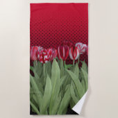 Serviette De Plage Tulipes rouges sur dégradé (Devant)