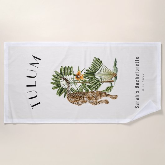Serviette de plage Tulum Léopard Tropicale pour En (Devant)