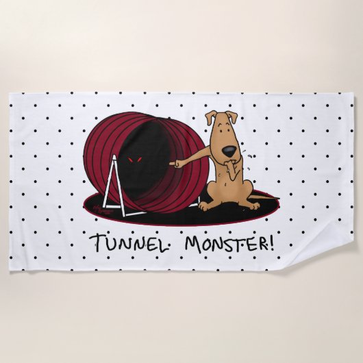 Serviette De Plage Tunnel Monster - agility scared nervous dog funny (Devant)