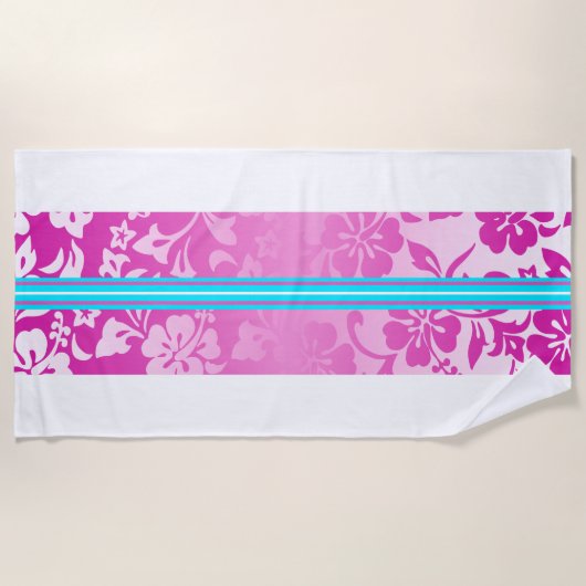 Serviette De Plage Tunnels Plage Hawaiian Hibiscus Surbord Pink (Devant)