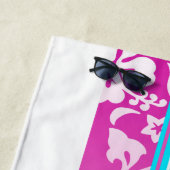 Serviette De Plage Tunnels Plage Hawaiian Hibiscus Surbord Pink (En situation)