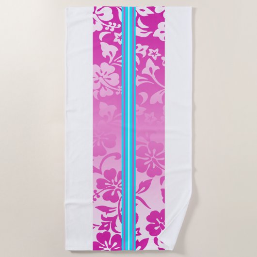 Serviette De Plage Tunnels Plage Hawaiian Hibiscus Surbord Pink (Devant)