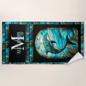 Serviette De Plage Turquoise bleu dauphin look de verre tendu (Devant)