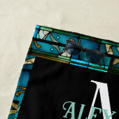 Serviette De Plage Turquoise bleu dauphin look de verre tendu (En situation)