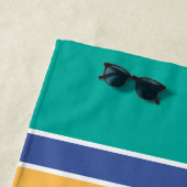Serviette De Plage Turquoise bleu jaune personnalisé Nom initial (En situation)
