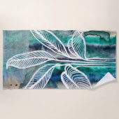 Serviette De Plage Turquoise Bleu & Turquoise Aquarelle Botanique Mod (Devant)