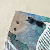 Serviette De Plage Turquoise Bleu & Turquoise Aquarelle Botanique Mod (En situation)