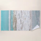 Serviette De Plage Turquoise Blue Sky Ocean Waves Foam (Devant)
