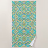Serviette De Plage Turquoise Blues Alternative Diamond Motif (Devant)